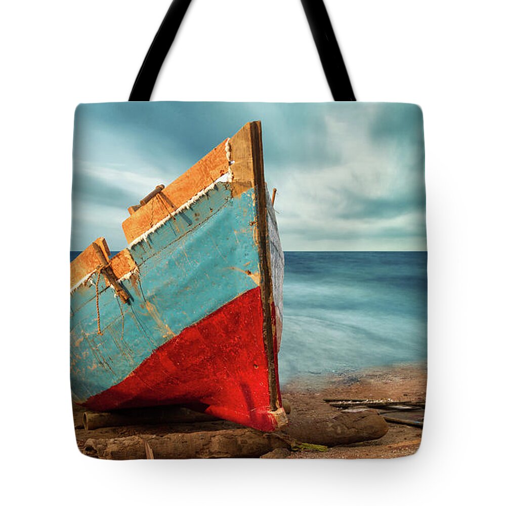 Boat Tote Bag featuring the photograph Broken by Stelios Kleanthous