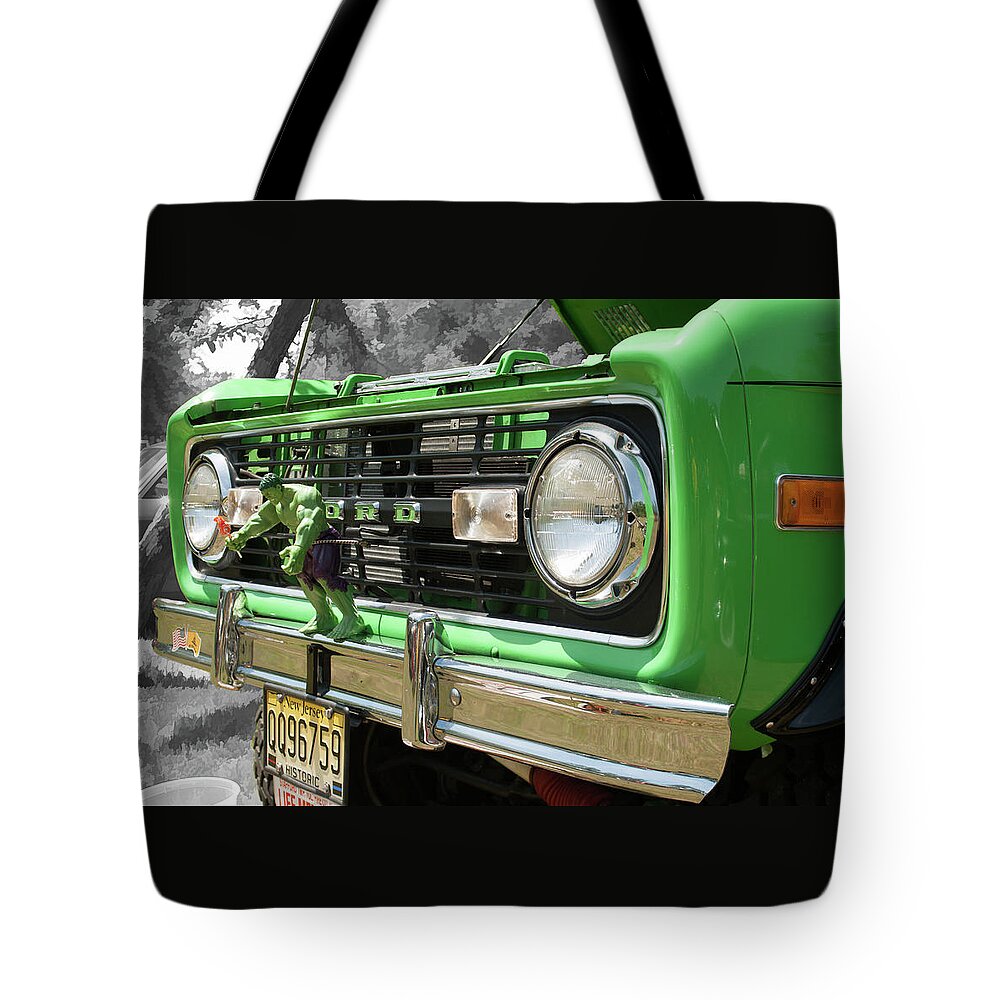  Tote Bag featuring the photograph Bronco front by Kristia Adams