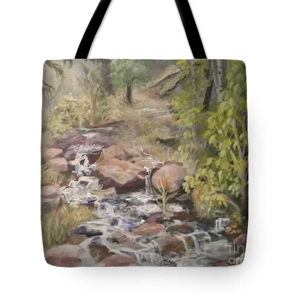 Brook Tote Bag featuring the painting Brook by Saundra Johnson