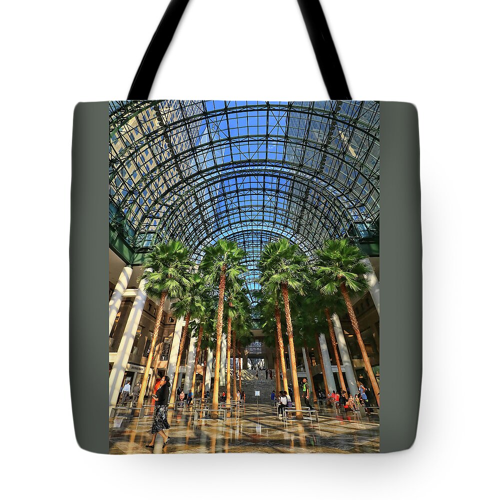 Atrium Tote Bag featuring the photograph Brookfield Place Atrium - N Y C # 2 by Allen Beatty