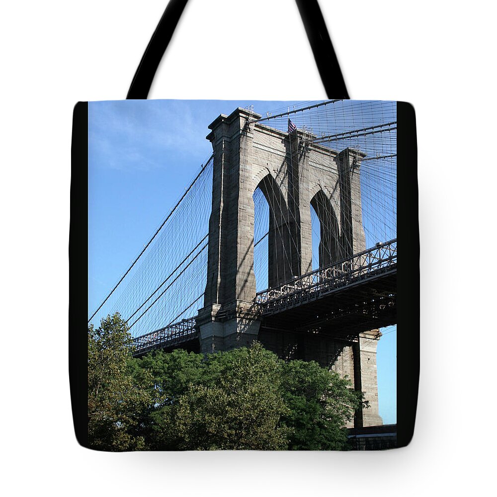 Bridge Tote Bag featuring the digital art Brookllyn Bridge Icon by Jack Ader