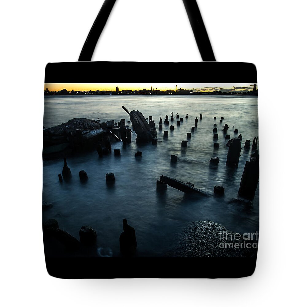 Brooklyn Tote Bag featuring the photograph Brooklyn Skyline Silhouette by James Aiken