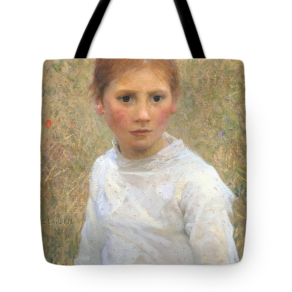 George Clausen - Brown Eyes 1891 Tote Bag featuring the painting Brown Eyes by MotionAge Designs