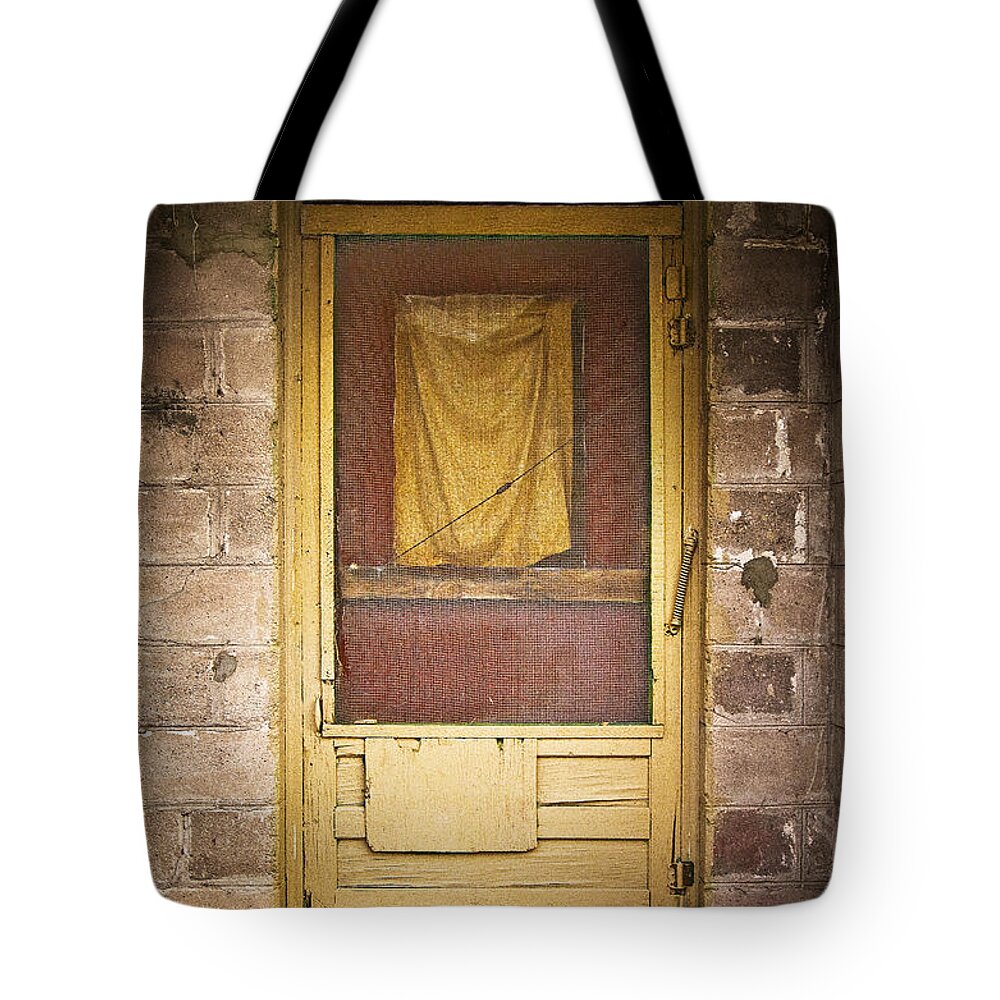 Death Valley Tote Bag featuring the photograph Brown Rag Door by Craig J Satterlee