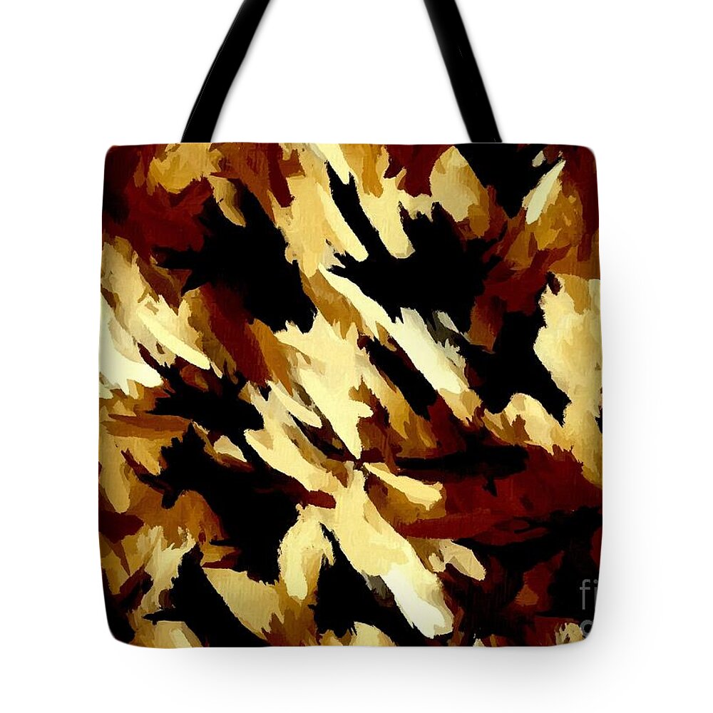 Painting Tote Bag featuring the digital art Brown Tan Black Abstract II by Delynn Addams
