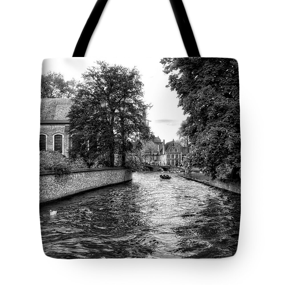  Tote Bag featuring the photograph Bruges BW2 by Ingrid Dendievel