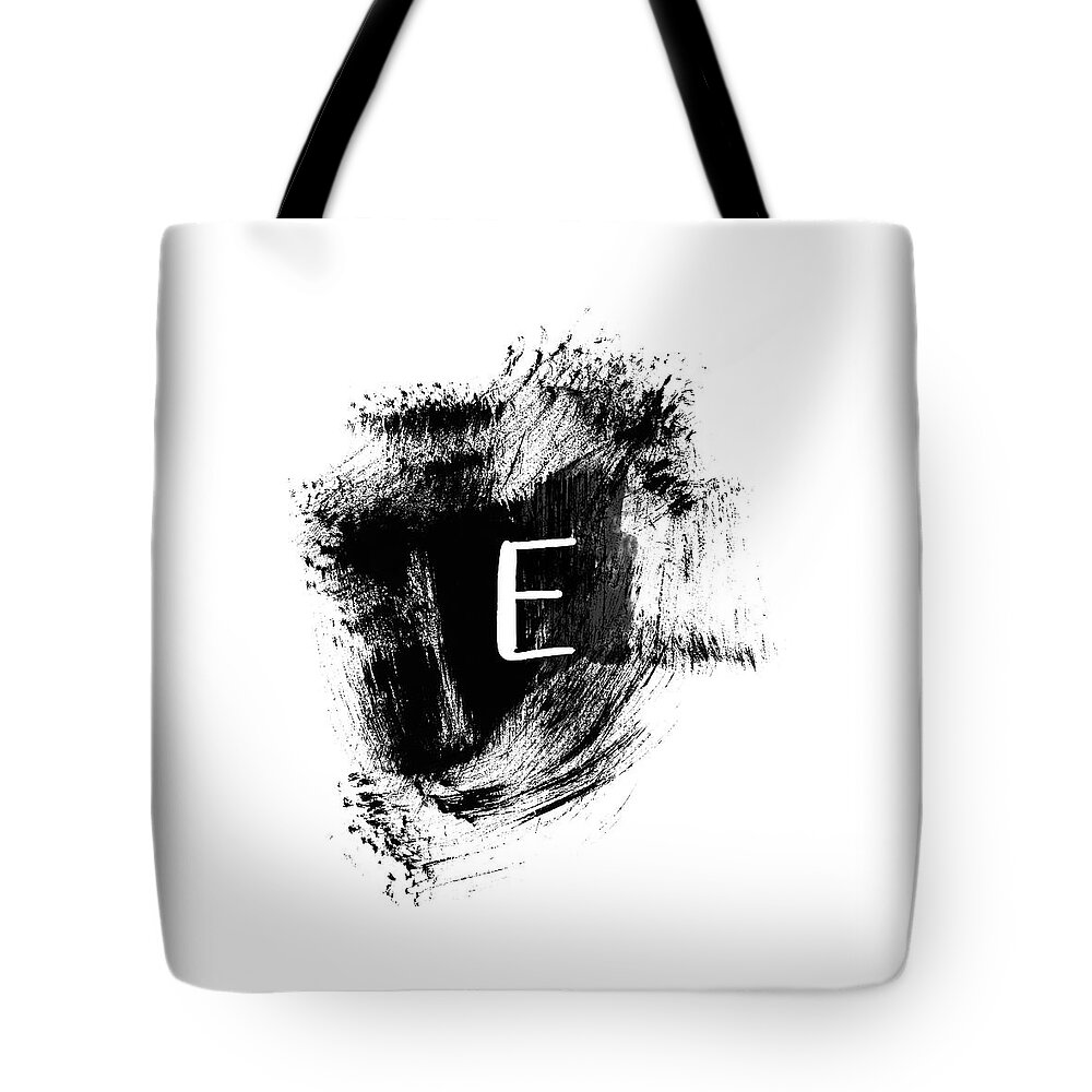 E Tote Bag featuring the painting Brushstroke E -Monogram Art by Linda Woods by Linda Woods