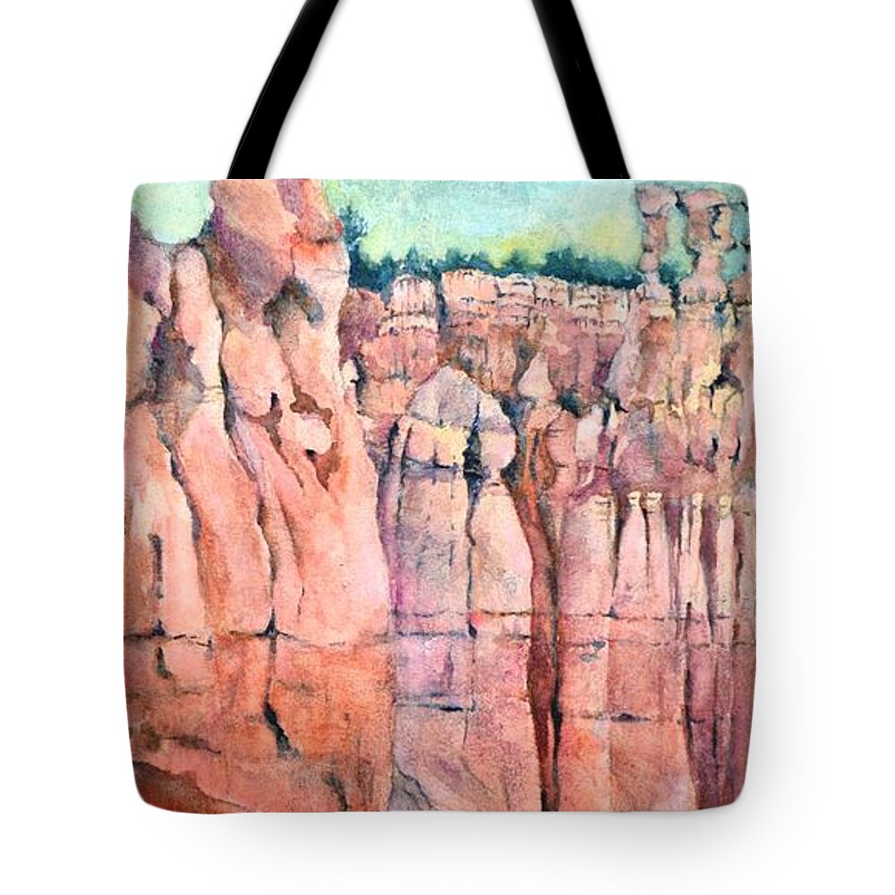 Bryce Canyon National Park Tote Bag featuring the painting Bryce Canyon #1 by Betty M M Wong