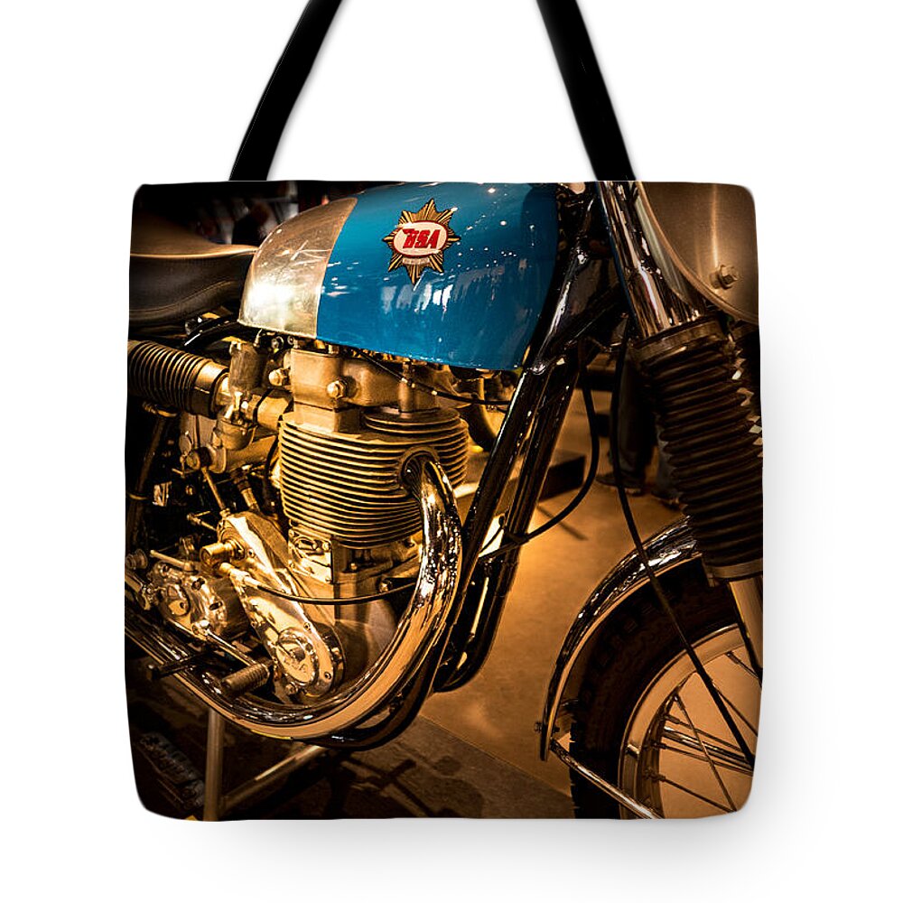 Motorcycle Tote Bag featuring the photograph BSA Goldstar by Dean Ginther