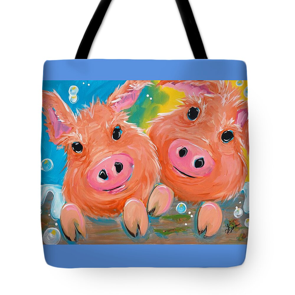 Bath Tote Bag featuring the painting Bubble Bath by Terri Einer