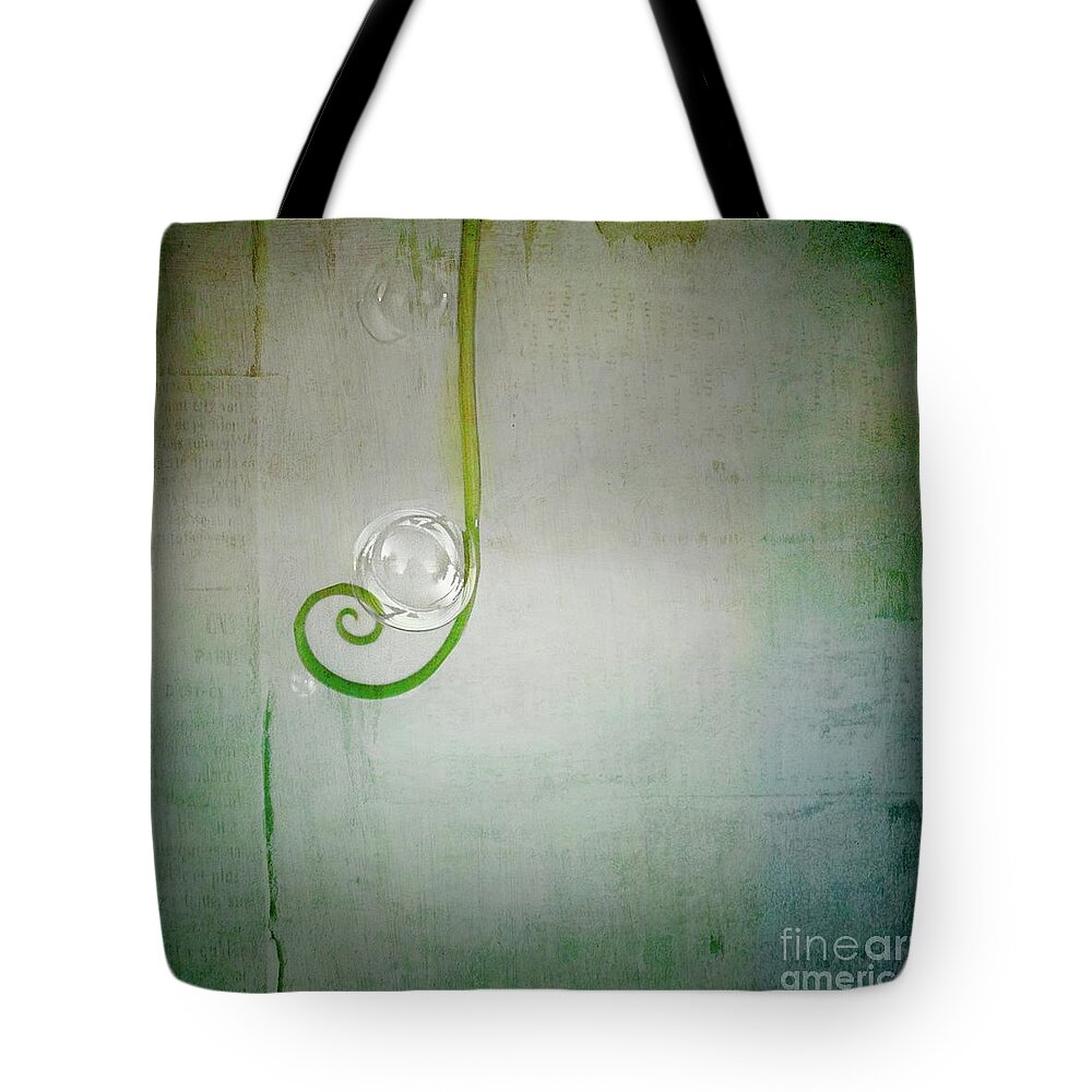 Green Tote Bag featuring the digital art Bubbling - s24aabbcc by Variance Collections