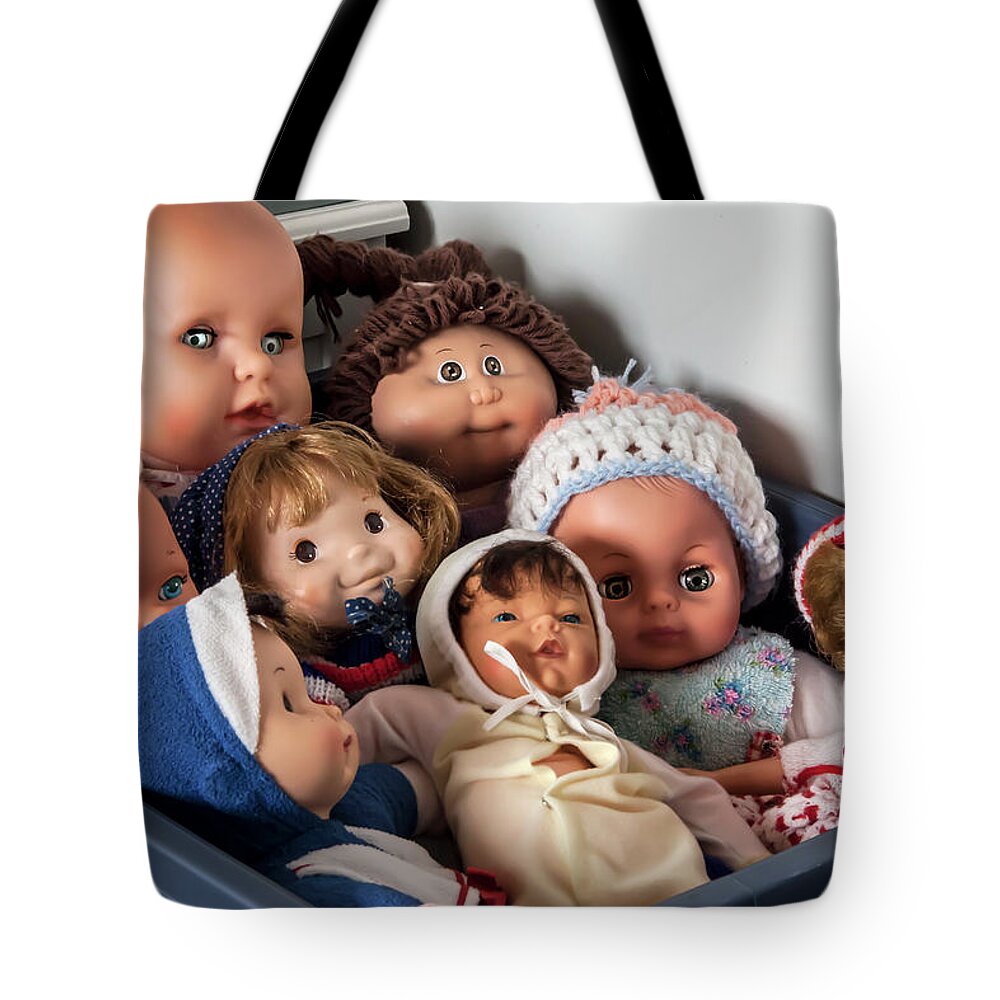 Dolls Tote Bag featuring the photograph Bucket Of Memories by Stan Kwong