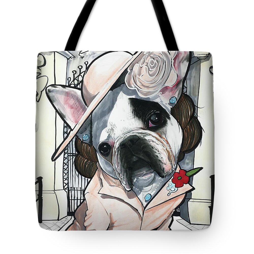 Pet Portrait Tote Bag featuring the drawing Buckley 3392 PADDYMAE by John LaFree