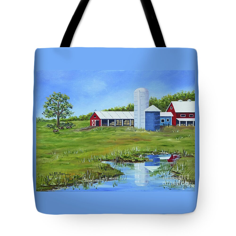 Oil Painting Tote Bag featuring the painting Bucks County Farm by Val Miller
