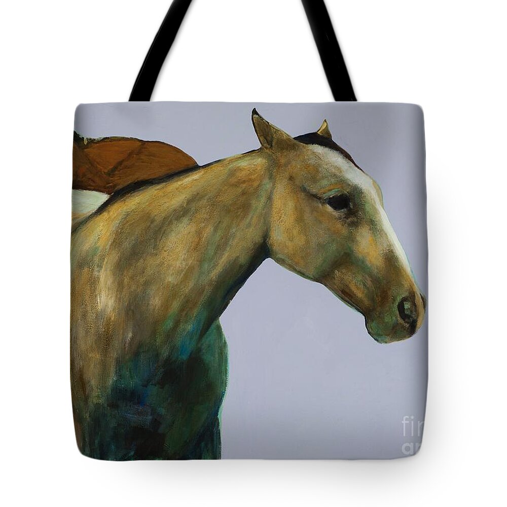 Equine Art Tote Bag featuring the painting Buckskin by Frances Marino