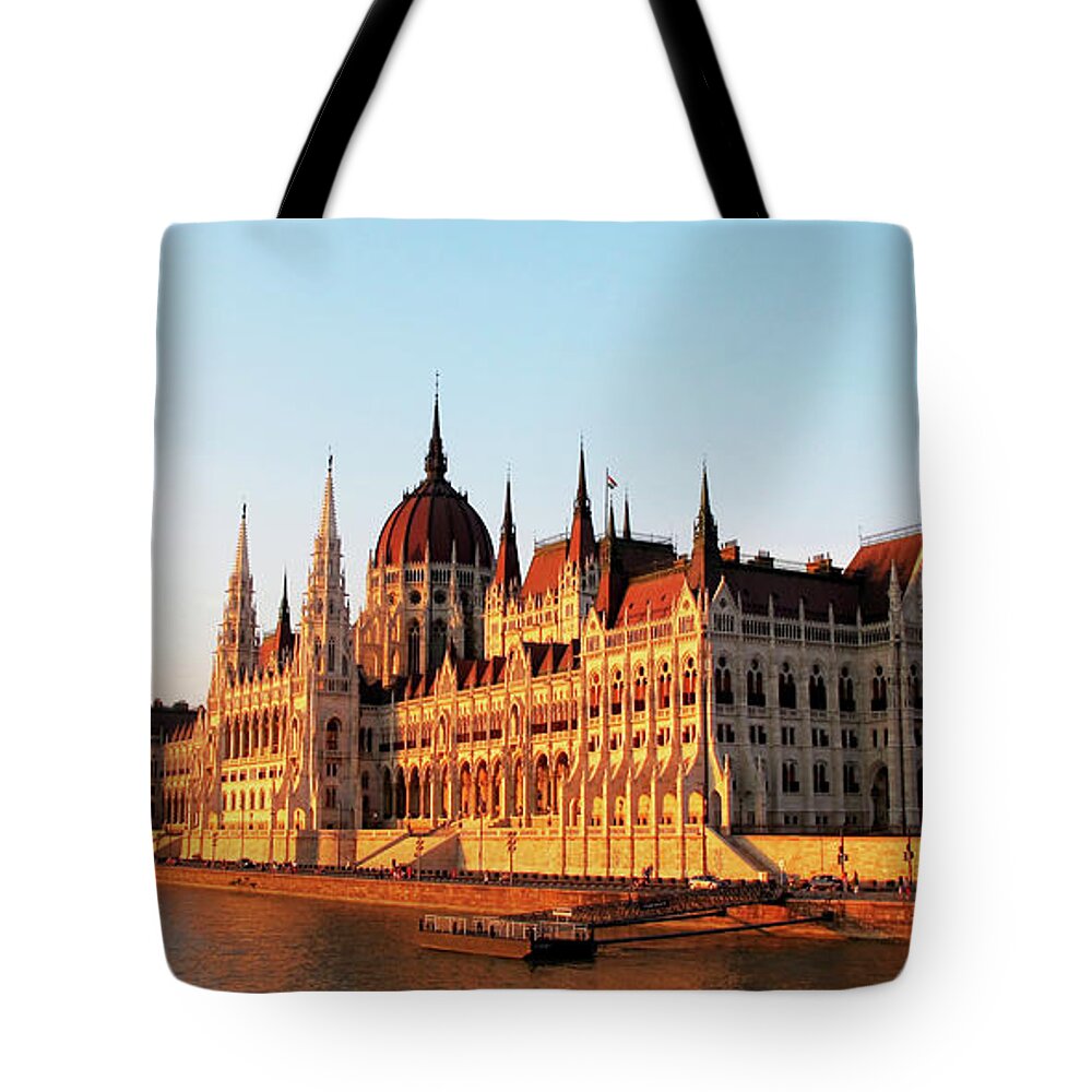 Government Building Tote Bag featuring the photograph Budapest at Sunset by Loretta Luglio