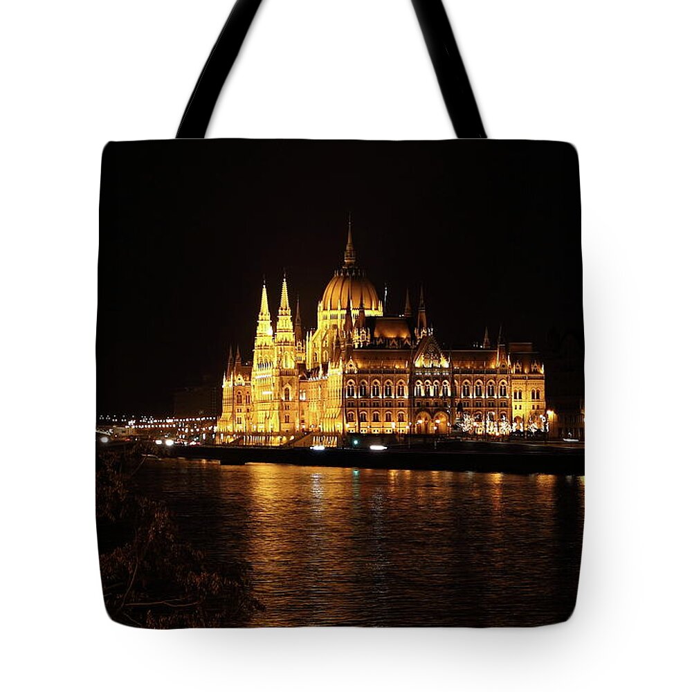 City Tote Bag featuring the digital art Budapest - Parliament by Pat Speirs