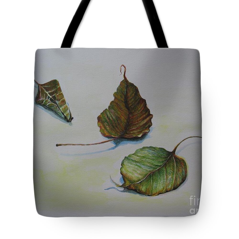 Acrylic Tote Bag featuring the painting Buddha Leaf 3 by Sukalya Chearanantana