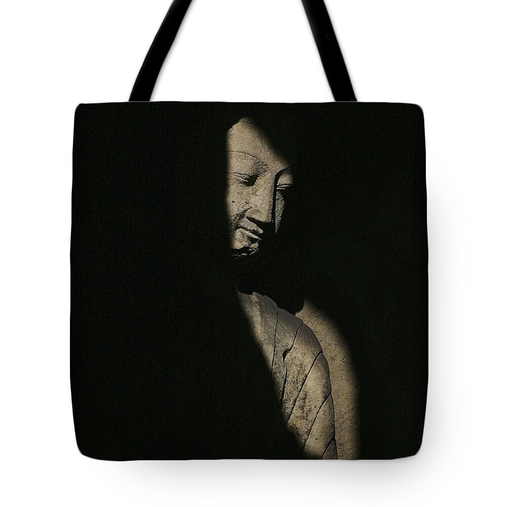 No People Tote Bag featuring the photograph Buddha Statue In Shadows, Yungang by Axiom Photographic