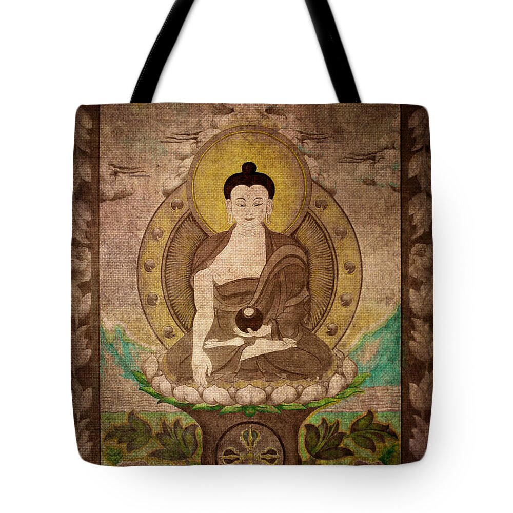 Buddha-nature Tote Bag featuring the drawing Buddha thangka silver by Alexa Szlavics
