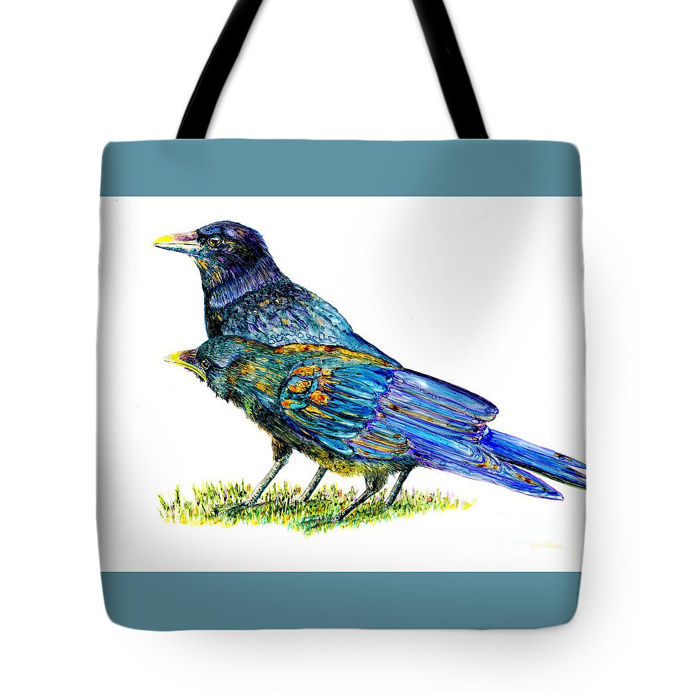 Crows Tote Bag featuring the painting Buddies by Jan Killian