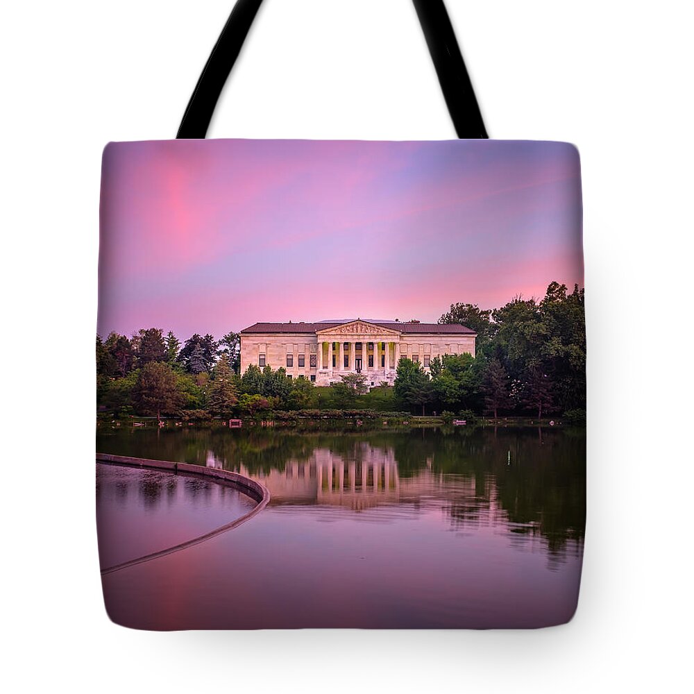 Mirror Lake Tote Bag featuring the photograph Buffalo Historical Society Twilight by Chris Bordeleau