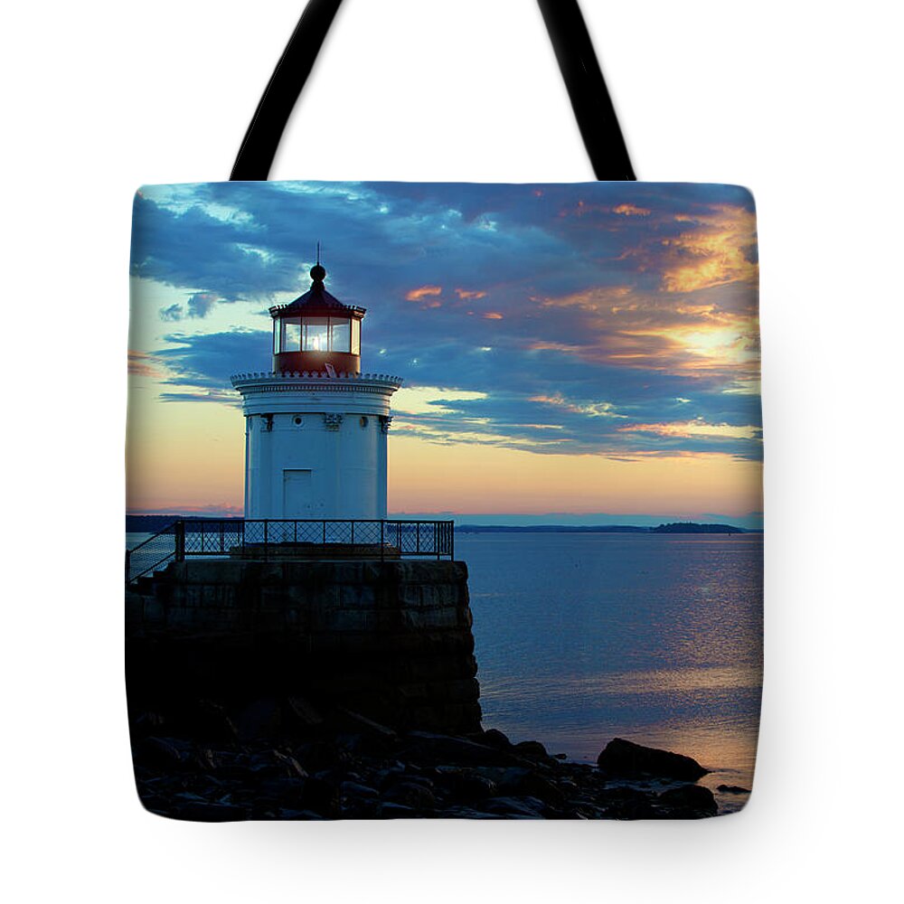 Lighthouse Tote Bag featuring the photograph Bug Light, Portland Maine by Diane Diederich