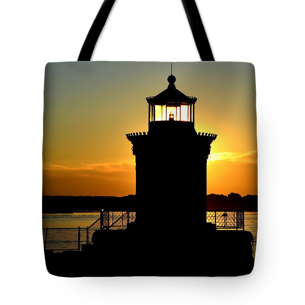 Bug Light Tote Bag featuring the photograph Bug Light Silhouette by Colleen Phaedra