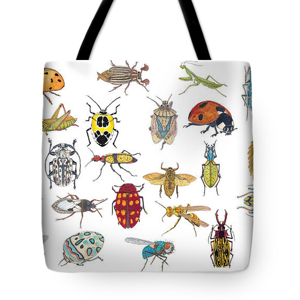 Beetles Tote Bag featuring the painting The Bugz and the Beez by Marie Stone-van Vuuren