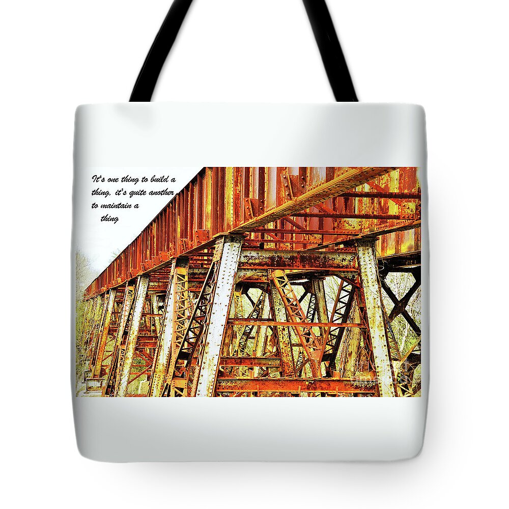 Railroad Tote Bag featuring the photograph Build and Maintain by Merle Grenz