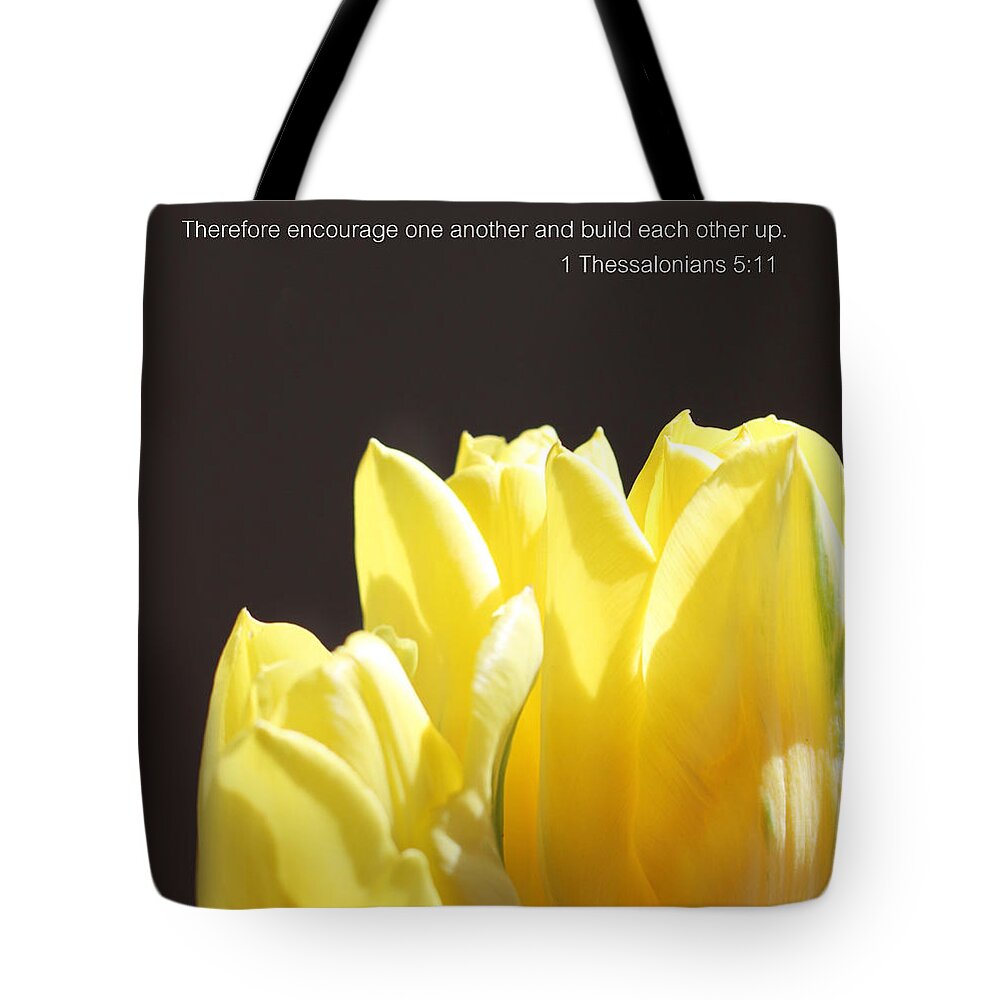 Tulips Tote Bag featuring the photograph Build Each Other Up Tulips by Inspired Arts