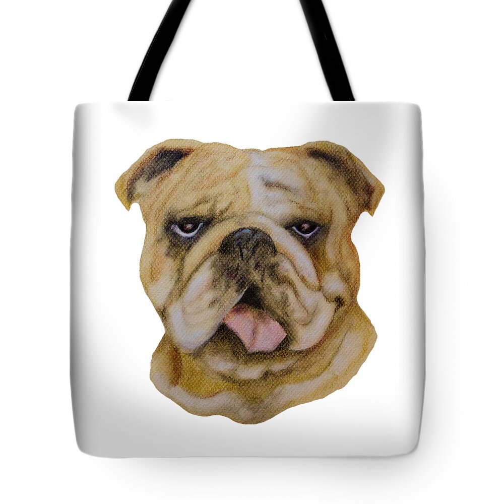 Drawing Tote Bag featuring the drawing Bull Dog Portrait by John Stuart Webbstock