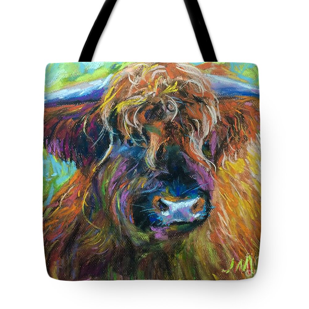Bull Tote Bag featuring the painting Bull by Jieming Wang