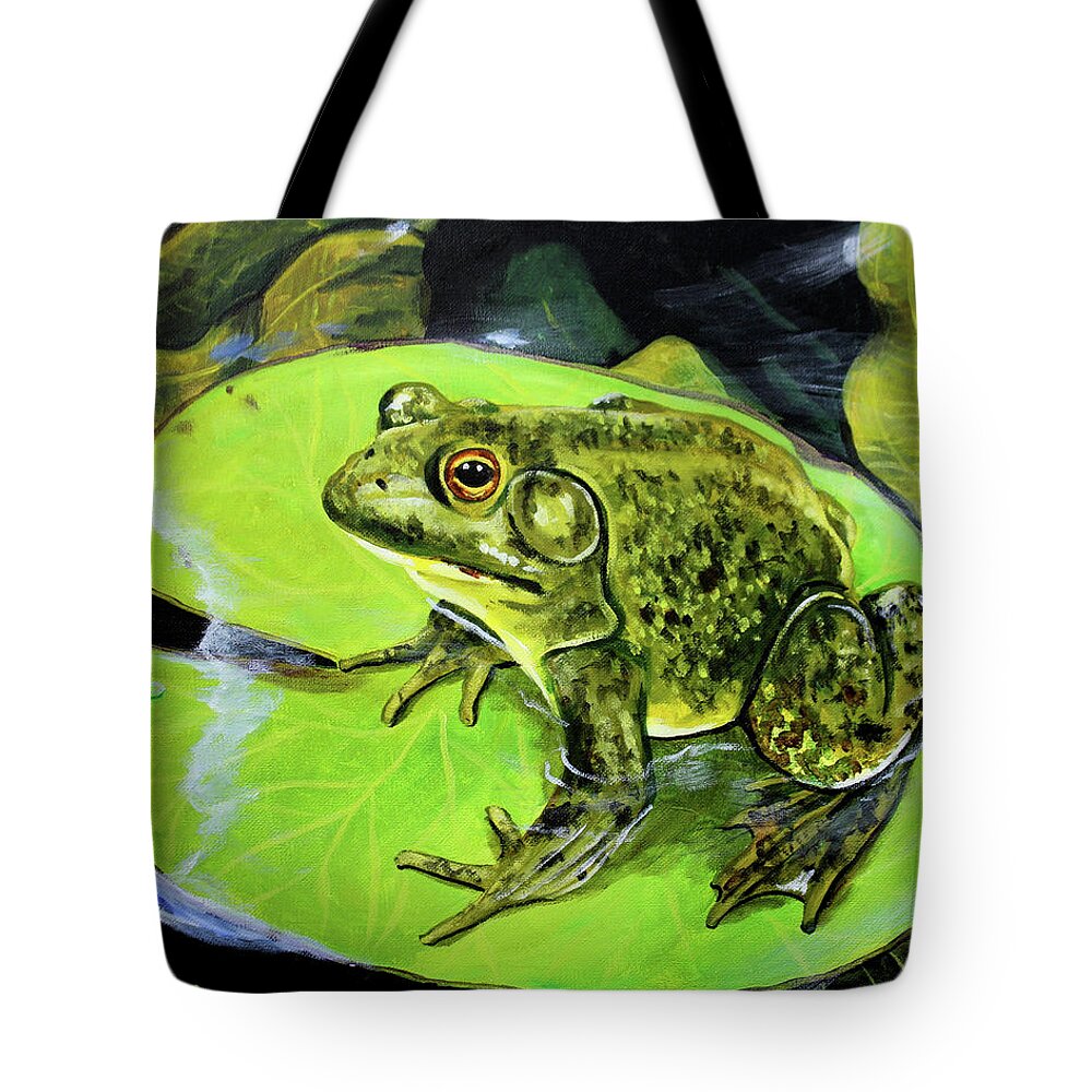 Frog Tote Bag featuring the painting Bullfrog by Karl Wagner