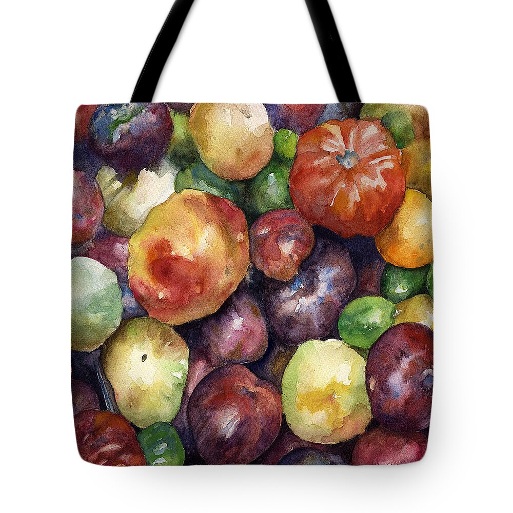 Heirloom Tomatoes Painting Tote Bag featuring the painting Bumper Crop of Heirlooms by Anne Gifford