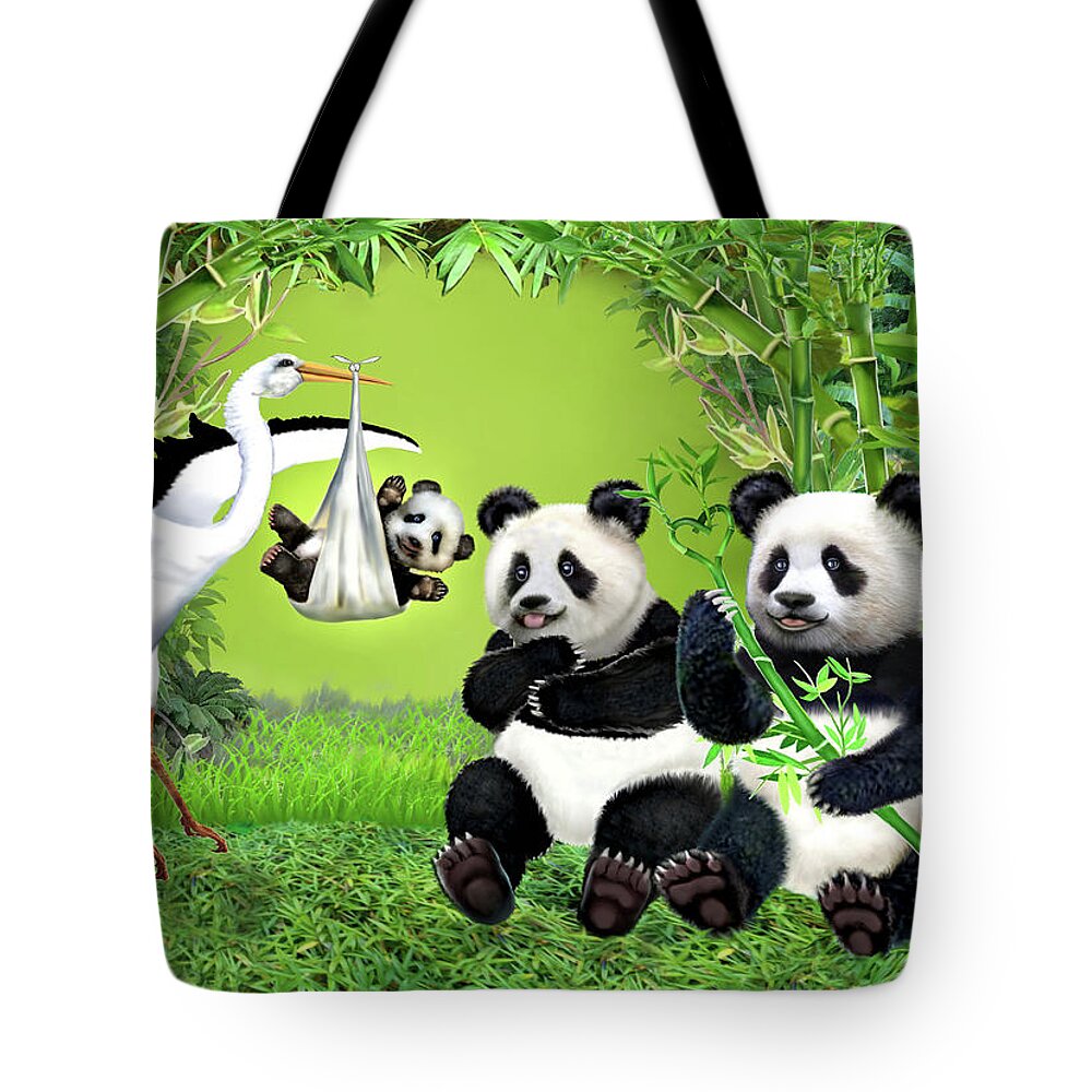 Baby Panda Tote Bag featuring the digital art Bundle of Joy by Glenn Holbrook
