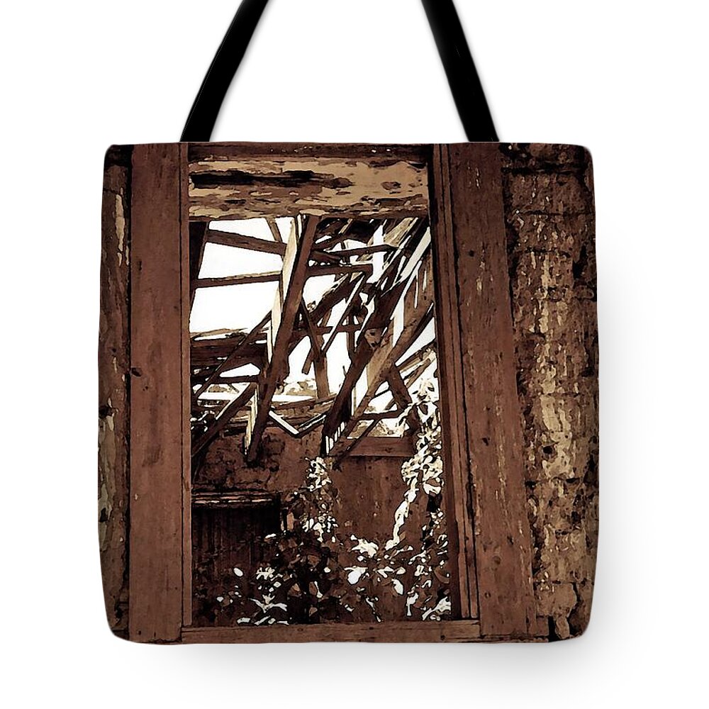 Western Tote Bag featuring the photograph Bunk House Window by Amanda Smith