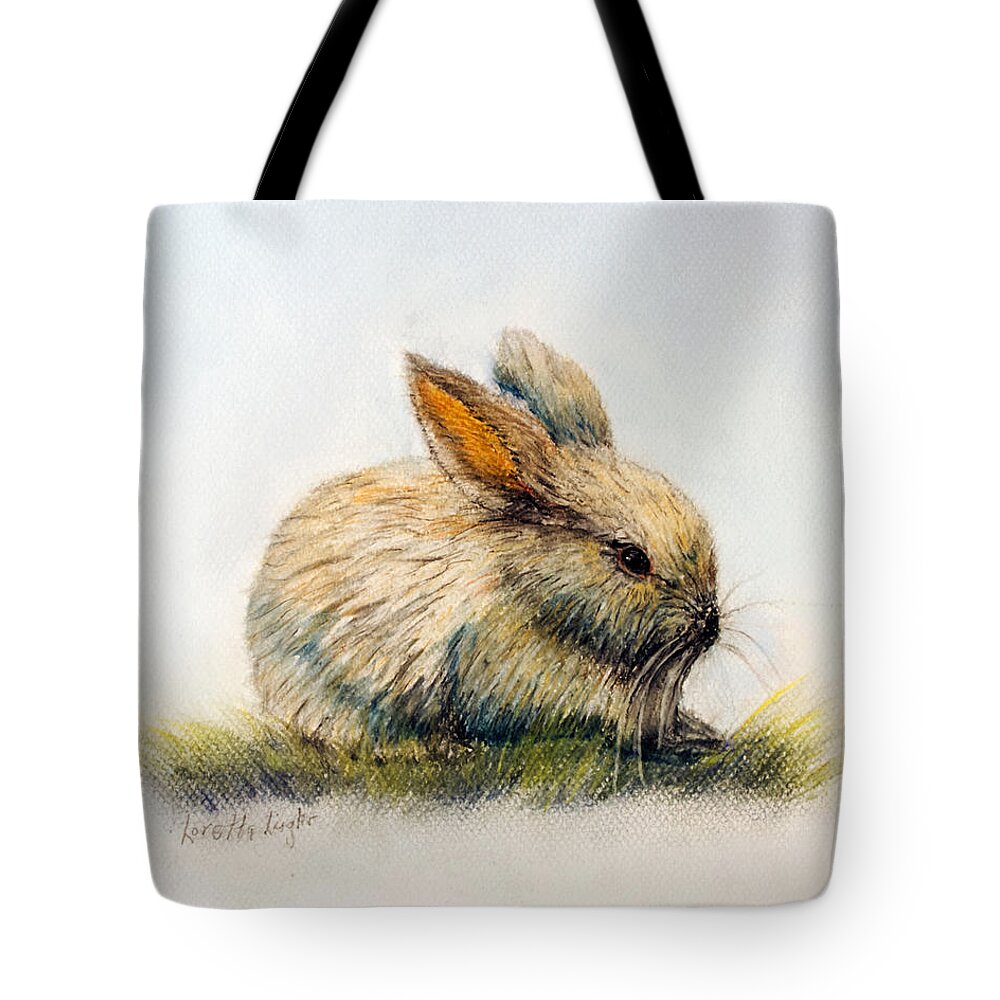 Rabbit Tote Bag featuring the painting Bunny by Loretta Luglio