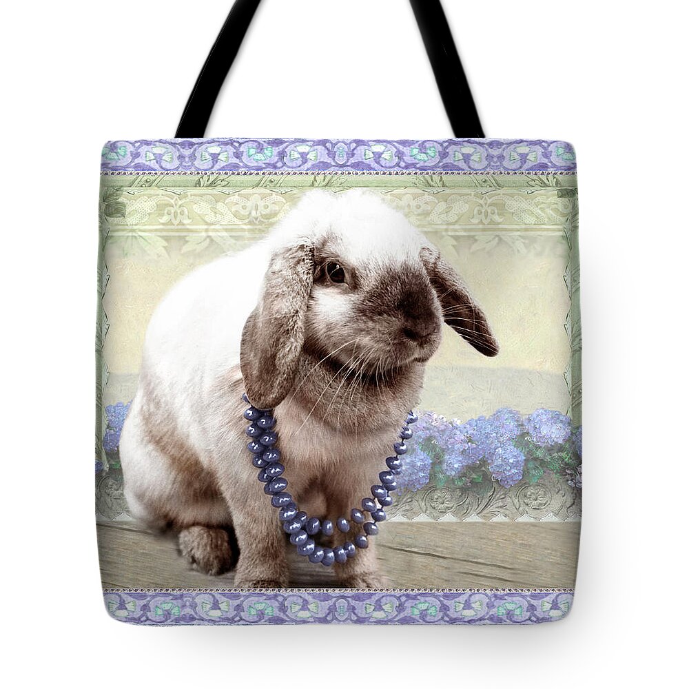  Tote Bag featuring the photograph Bunny Wears Beads by Adele Aron Greenspun