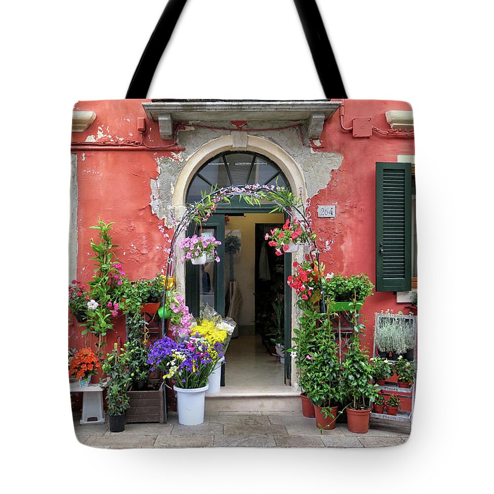 Burano Tote Bag featuring the photograph Burano Flower Shop by Dave Mills