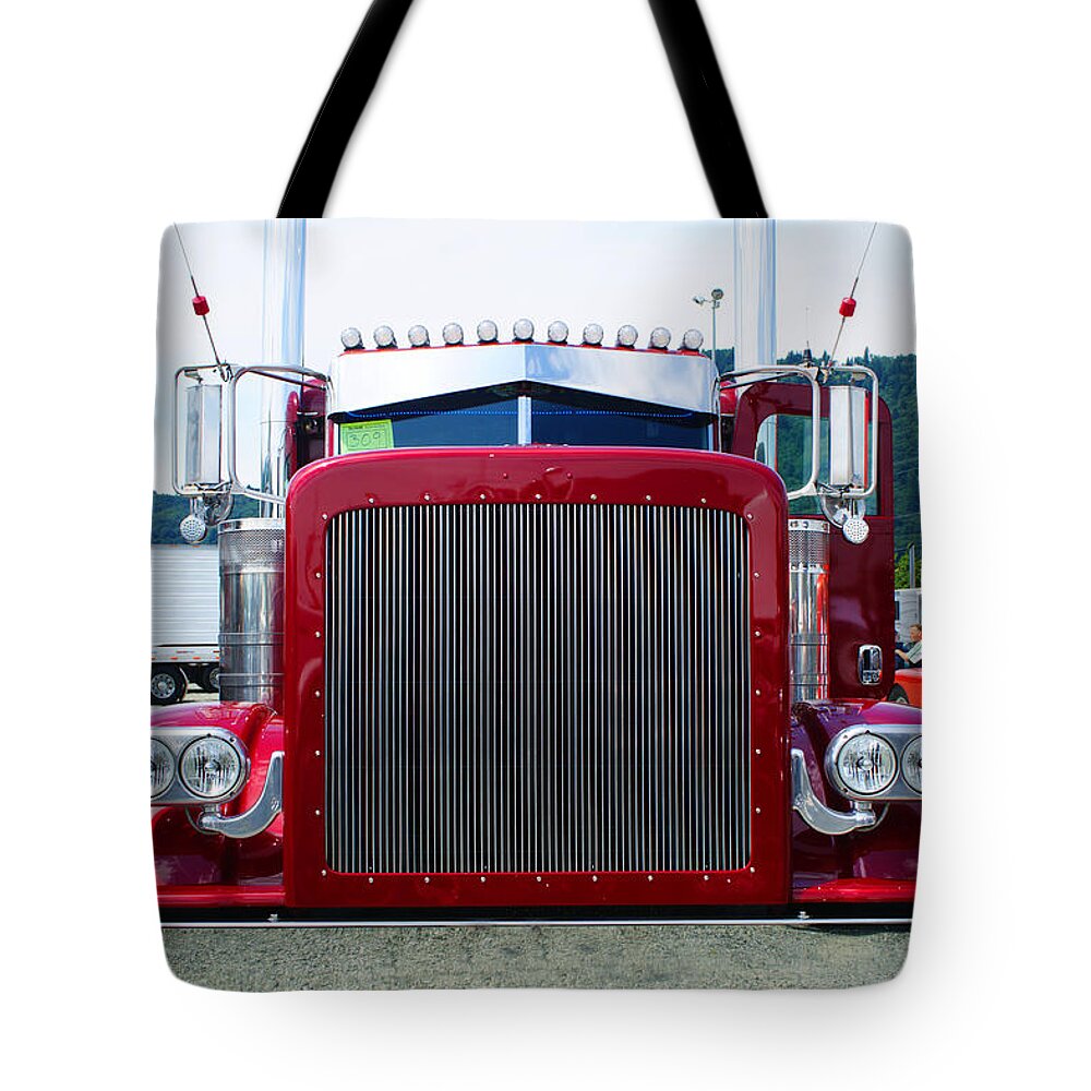 Peterbilts Tote Bag featuring the photograph Burgundy Pete by Randy Harris