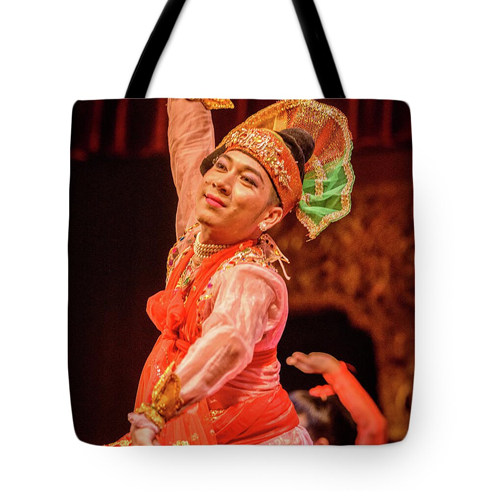 Dance Tote Bag featuring the photograph Burmese Dance 5 by Werner Padarin