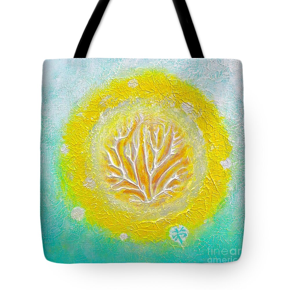 Abstract Tote Bag featuring the painting Burning bush by Wonju Hulse