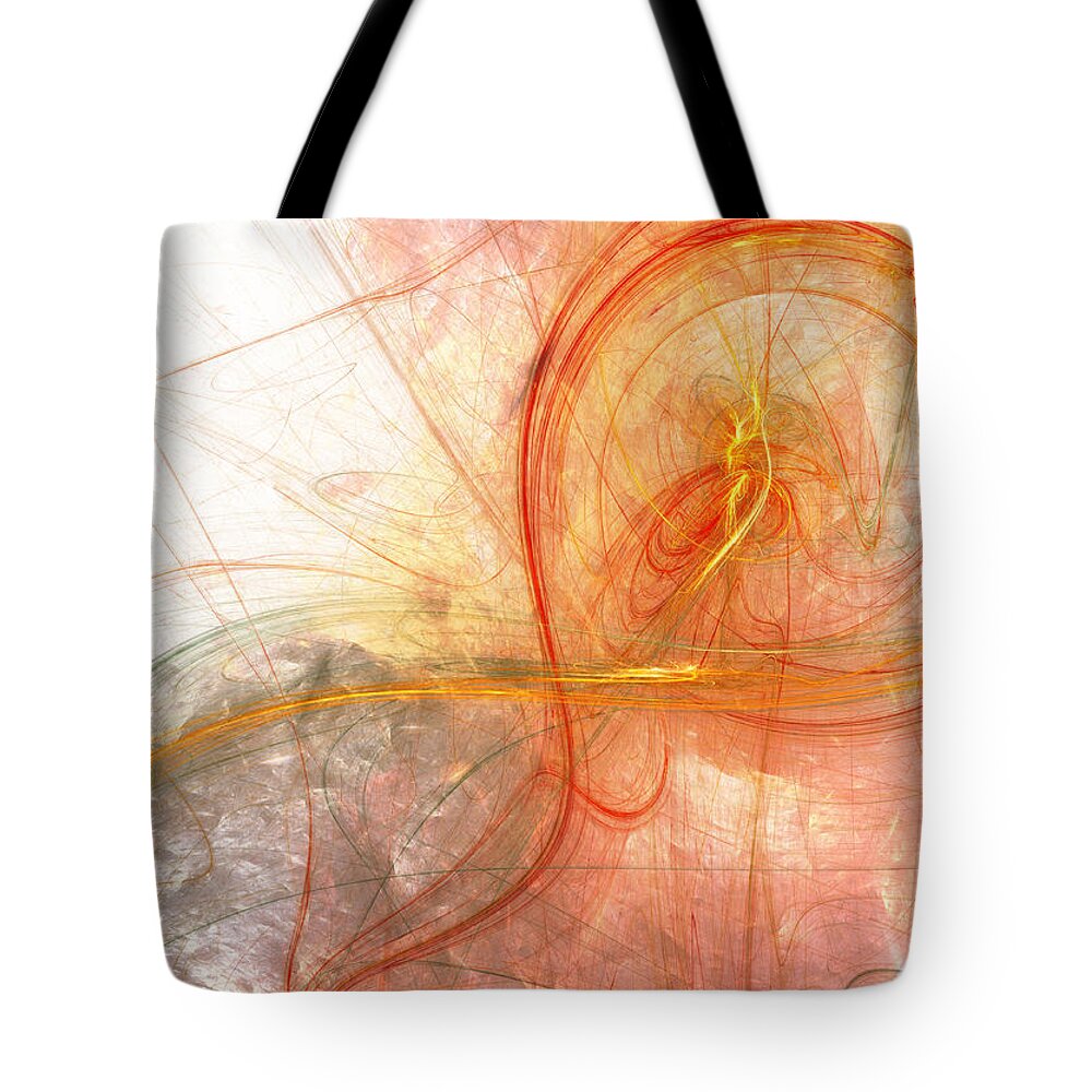 Treble Clef Tote Bag featuring the digital art Burning treble clef by Martin Capek