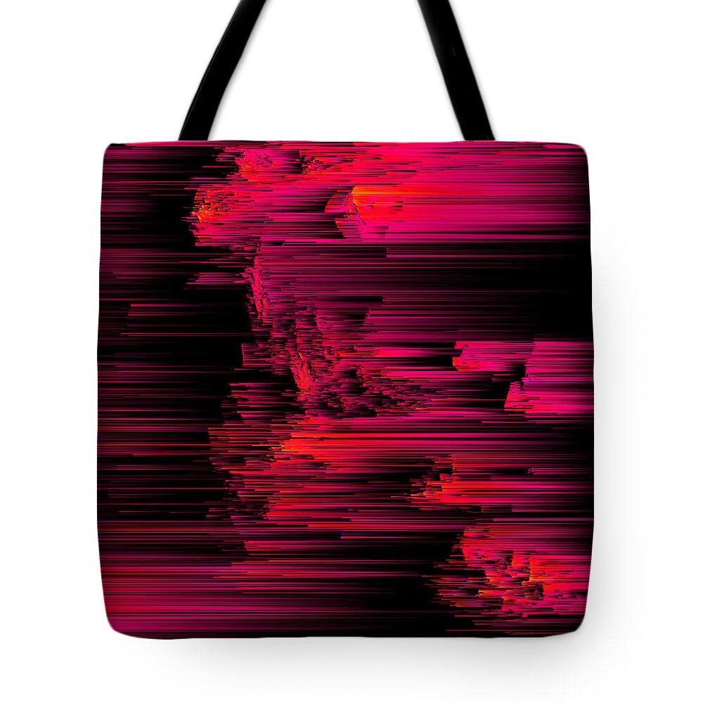 Glitch Tote Bag featuring the digital art Burnout - Pixel Art by Jennifer Walsh