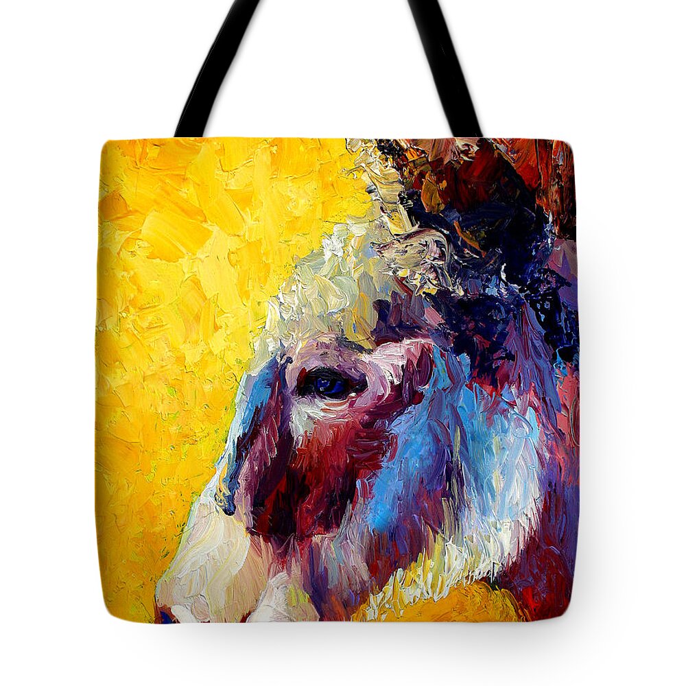 Western Tote Bag featuring the painting Burro Study II by Marion Rose