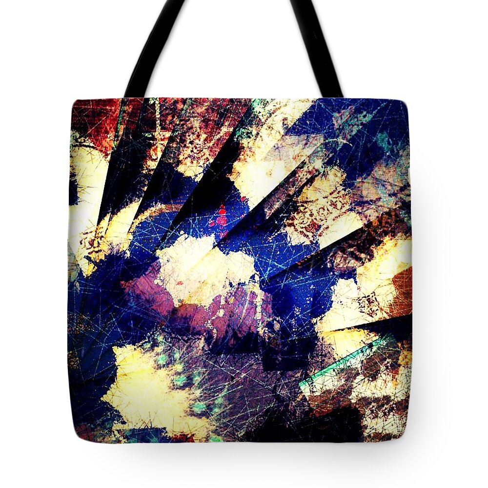 Abstract Tote Bag featuring the digital art Burst by Cooky Goldblatt
