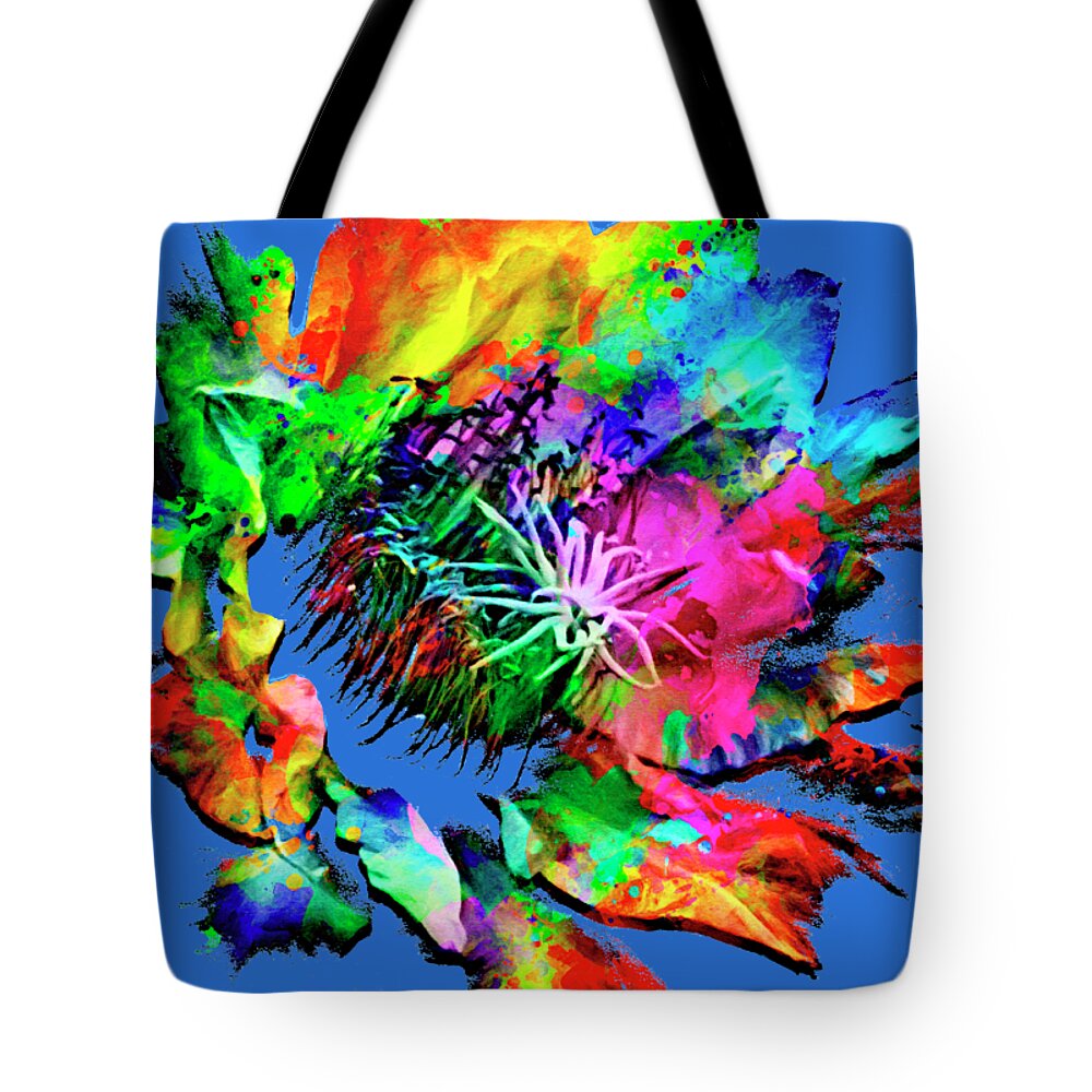 Burst Of Color Tote Bag featuring the mixed media Burst of Color by David Millenheft