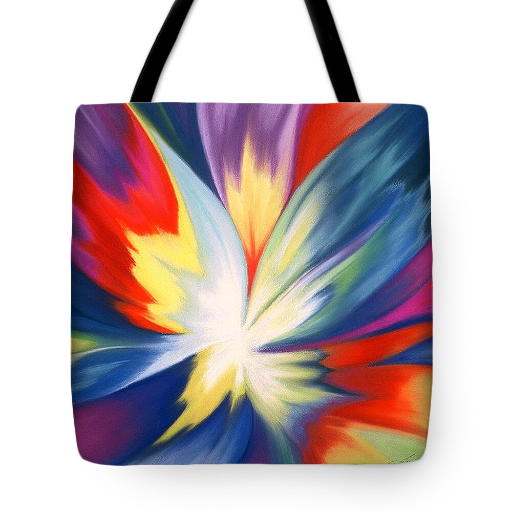 Abstract Tote Bag featuring the painting Burst Of Joy by Lucy Arnold