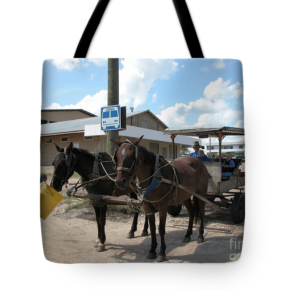 Belize Tote Bag featuring the photograph Bus Stop by Jim Goodman